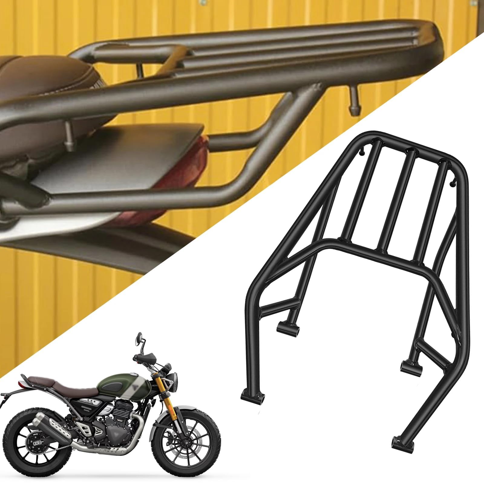 

XINMOZR Motorcycle Rear Luggage Rack for Scrambler 400x and Speed 400 Carbon Steel Rack Bracket for Bicycles (2024-2025) - Load-Bearing