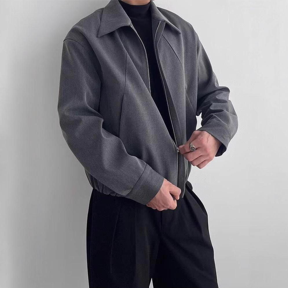 Herren Retro Japanische Yamamoto-Stil Jacke: Vintage, Used-Look, Lässiger Reversmantel für Frühling und Herbst.