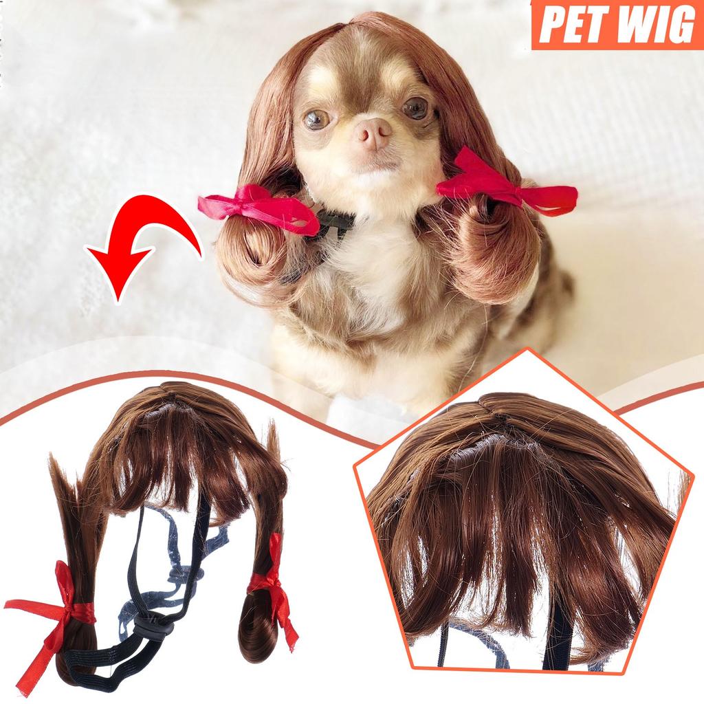 Pet Cat Dog Funny Show MOE Wig Explosives Head With Fringe Small Braids Wig