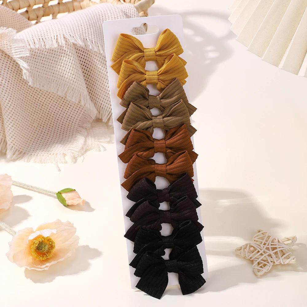 6-10Pcs/set Lattice Hair Bows Hair Clips for Girls Hairpin Handmade Cute Bows Barrettes Headwear Kids Children Hair Accessories
