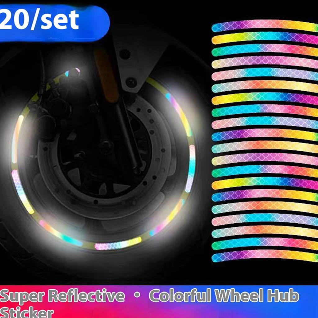Reflective Car Decal, Tire Decal | 20 PCS PVC Reflective Tape Wheel Stickers, Car