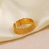 Stainless Steel Wide Face Opening Rings for Women Men Classic French Style Retro Texture Rings Banquet Charm Jewelry Accessories