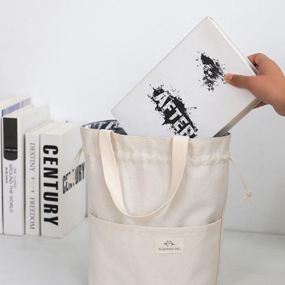 Kordelzug Canvas Isolierte Lunchtasche Verdickte Aluminiumfolie Thermobox Tragetasche Kühlhandtaschen Picknick Essen Abendessen Behälter