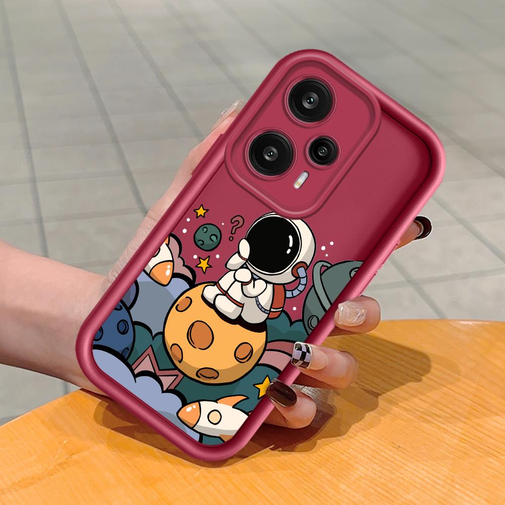 

Мягкий силиконовый квадратный чехол с рисунком лестницы для телефона, полное покрытие, противоударный защитный резиновый чехол для камеры для Xiaomi Redmi Redmi 13C темно-красного