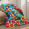 Colorful Parrot Butterfly Flower Jungle Blanket Soft Flannel Throw Tropical Bird Decor Exotic Nature Theme Bedding