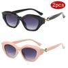 2pcs Luxury Cat Eye Metal Sunglasses Women Men Fashion Brand Designer Punk Sun Glasses Sexy Ladies Shades Eyeglasses UV400