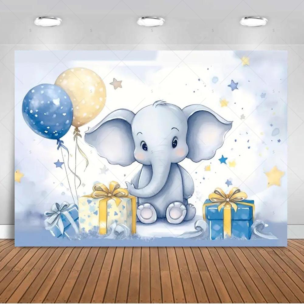 Cartoon Elephant Flower Photography Backdrop Kids Birthday Party Decor Background Baby Shower Supplies Newborn Photo Shoot Props