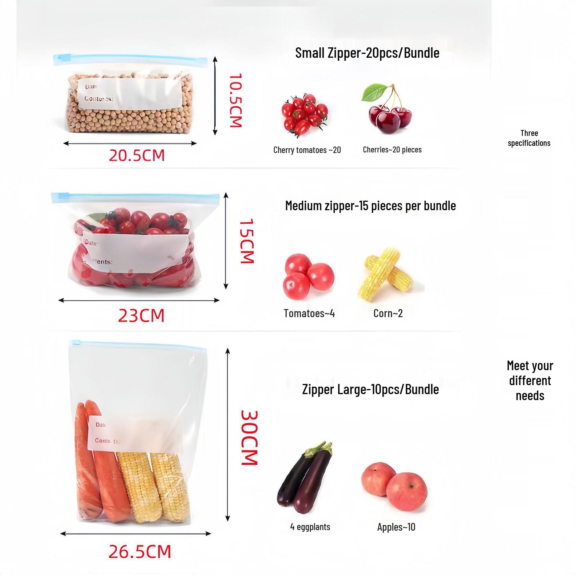 

Self-Sealing Airtight Food-Grade Storage Bag, Zipper-Style Slider for Fresh-Keeping and Refrigeration of Whole Grains. 8 gauge