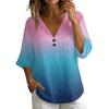 Damen V-Ausschnitt Kurzarm T-Shirt, Vintage Blumenprint Lockere Passform Lässiges Baumwoll-Leinen Oberteil