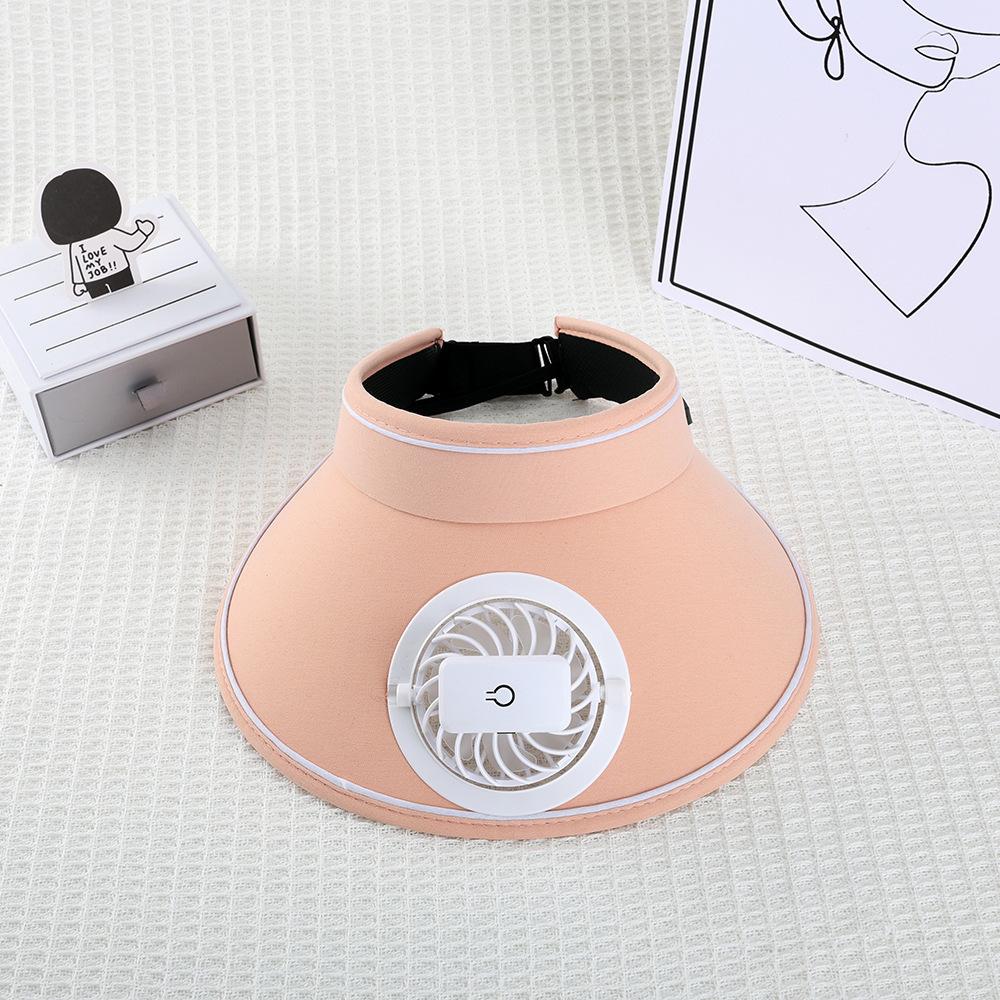 Summer Face Covering UV Sunscreen Empty Top Sun Women's Model with Fan Sun Hat Versatile Fashion Charging Hat Large Brim