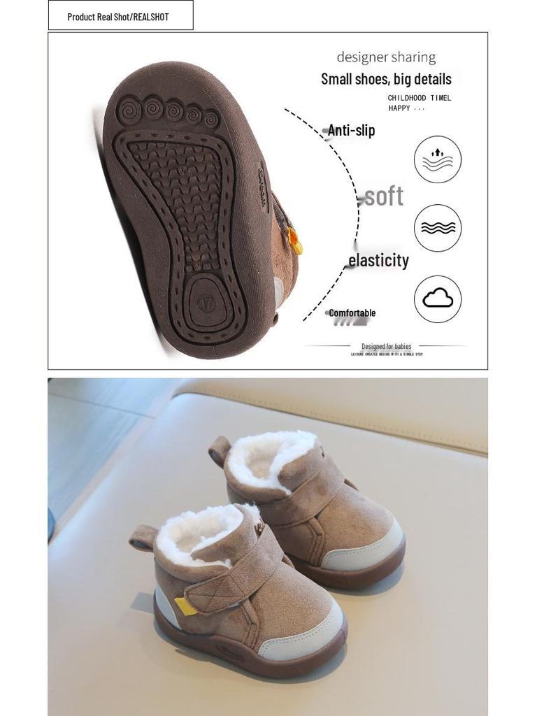 Winter-Schnee-Stiefel für Kleinkinder mit Samtfutter, Weiche Sohle Rutschfeste Schuhe für Alter 1-4