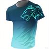 T-shirts for Men Fitness Sportswear 2026 Summer Vintage Men's 3d Printed Quick-Drying Gradient T-shirt Animal Wolf Short Sleeve