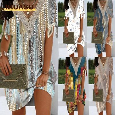 Fashion Summer Spring Short Sleeve V-Neck Casual Dresses