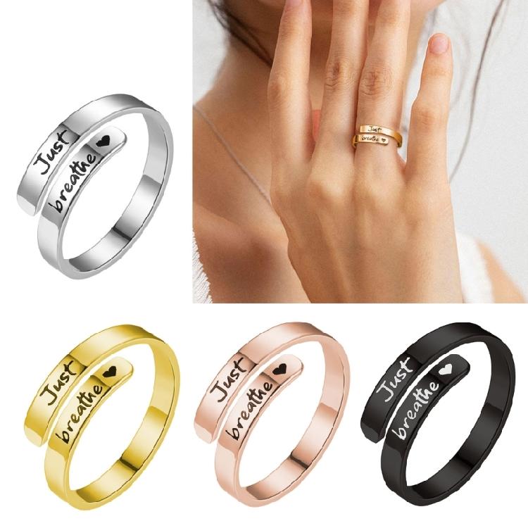 Elegant Adjustable Wedding Rings Dating Rings Letter Pattern Opening Finger Jewelry Suitable for Woman and Man Present