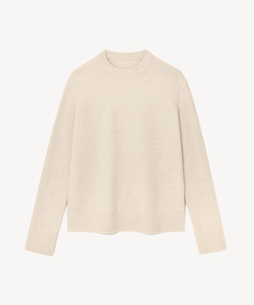 RIDIFI Round Neck Wool Blend Sweater (Beige)