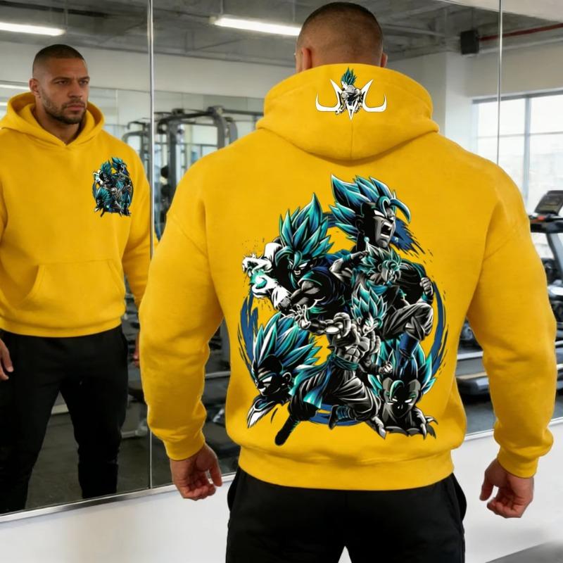 2026 Autumn/winter Dragon Ball Retro hoodie Super Saiyan Blue Forms Collage Print Gym Big Guy Retro for Men Women