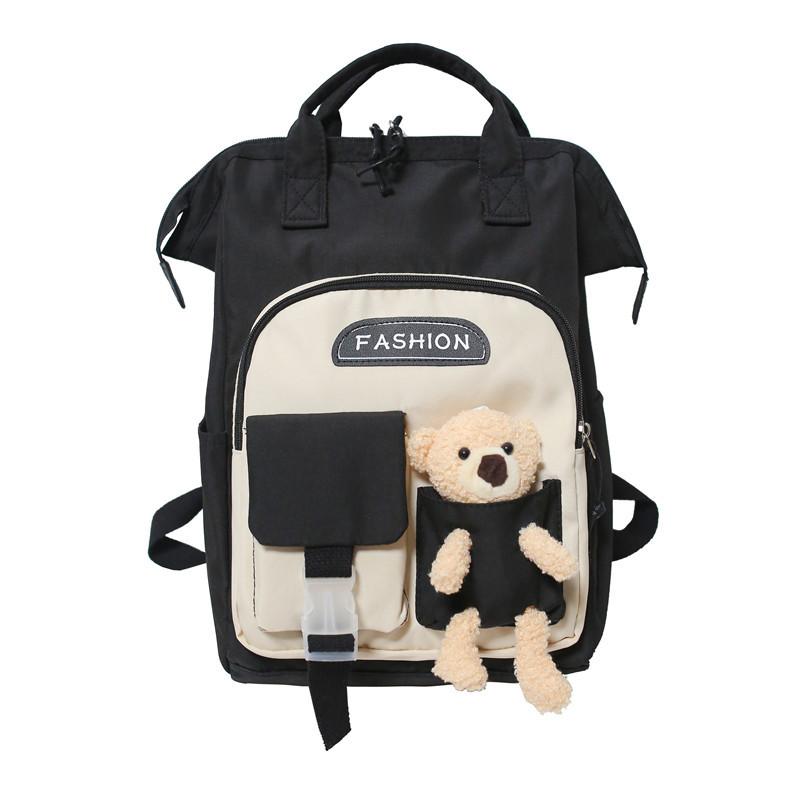 

New Backpack for Women Korean Version of Doll Backpack Large Capacity Mommy Bag Campus College Student School Bag Lightweight