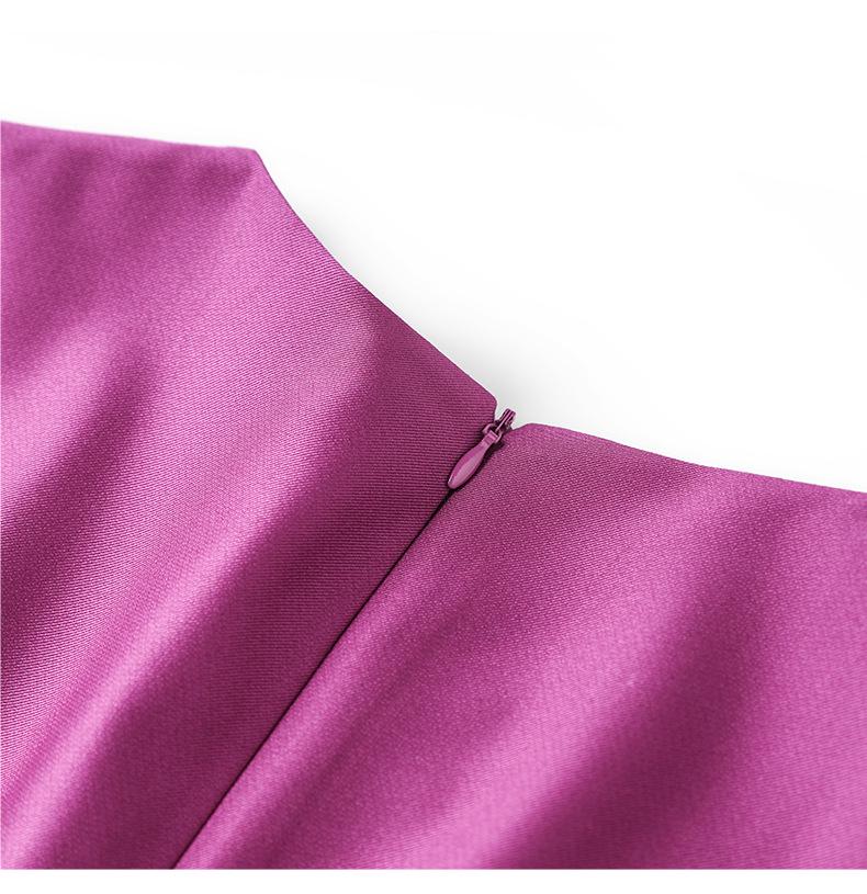 French Chic Light Luxury Waist-Slimming Dress - Imitation Silk Wool with Diamond Detail