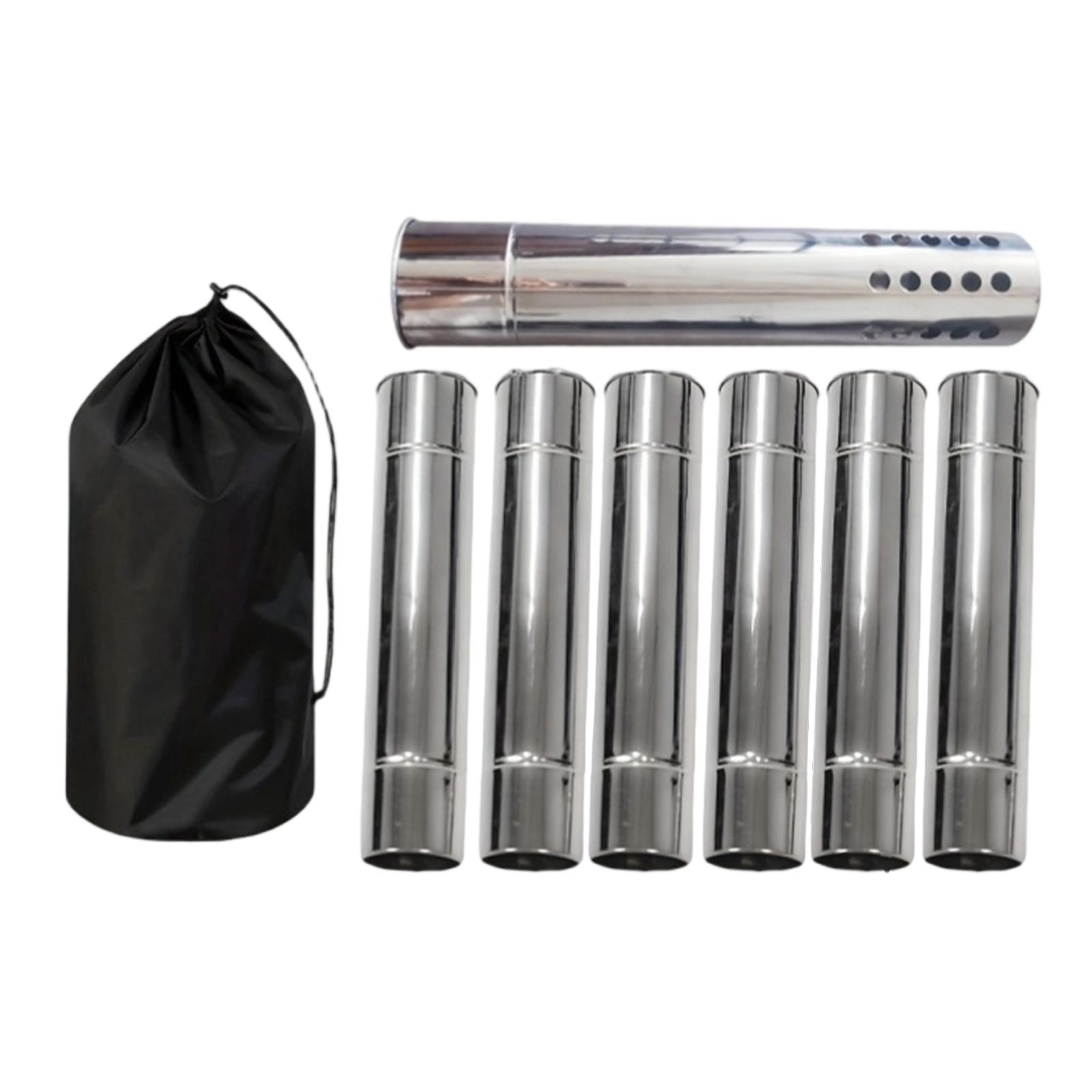 

6pcs Stainless Steel Stove Pipe Kit Straight Tubes High temperature resistance for Wood Stoves, Fireplaces,Outdoor Camping Stove чорний