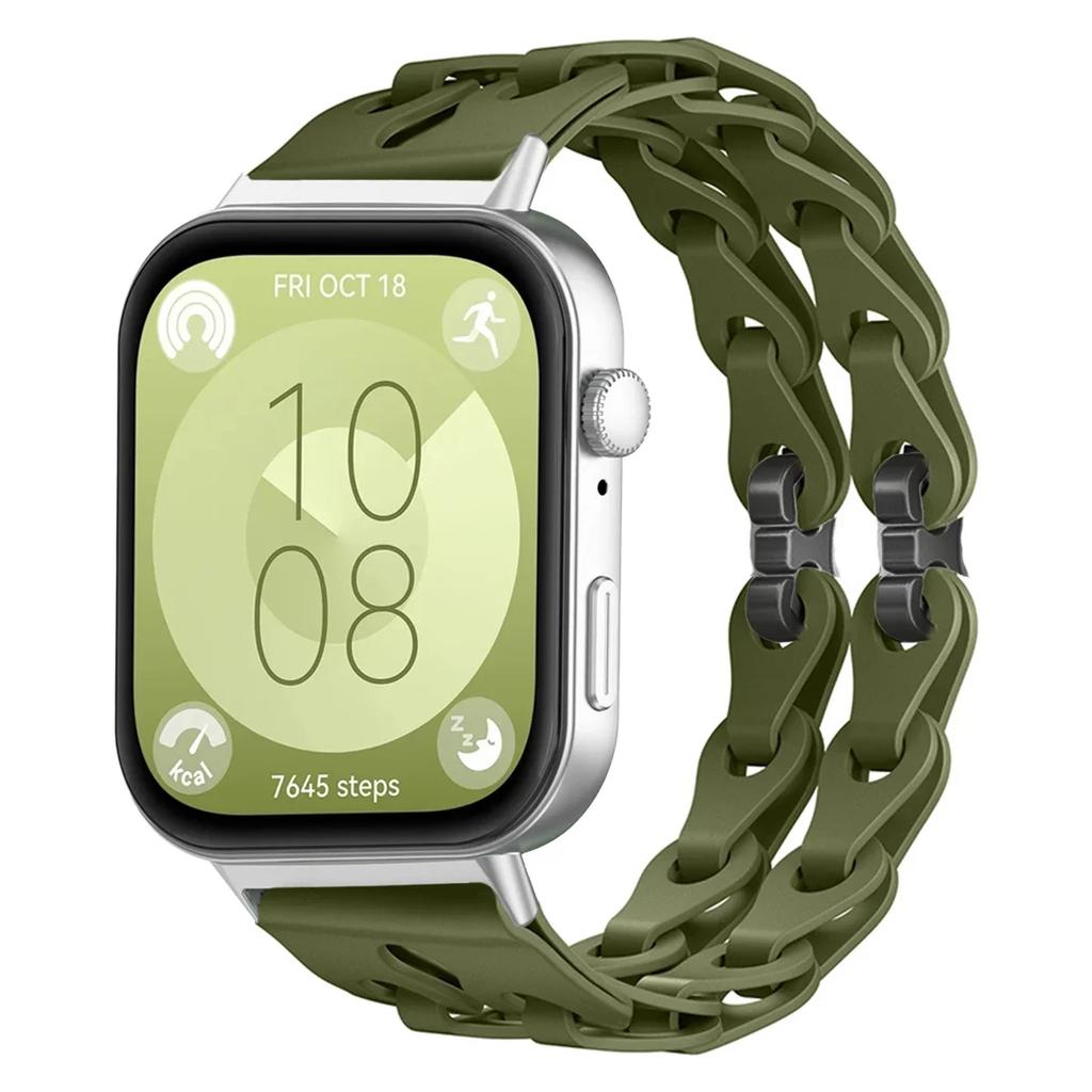 Silicone Chain Strap For Huawei Watch Fit 4 3 2 1 Wristband Bracelet Adjustable Band 18mm 20mm Replacement Strap