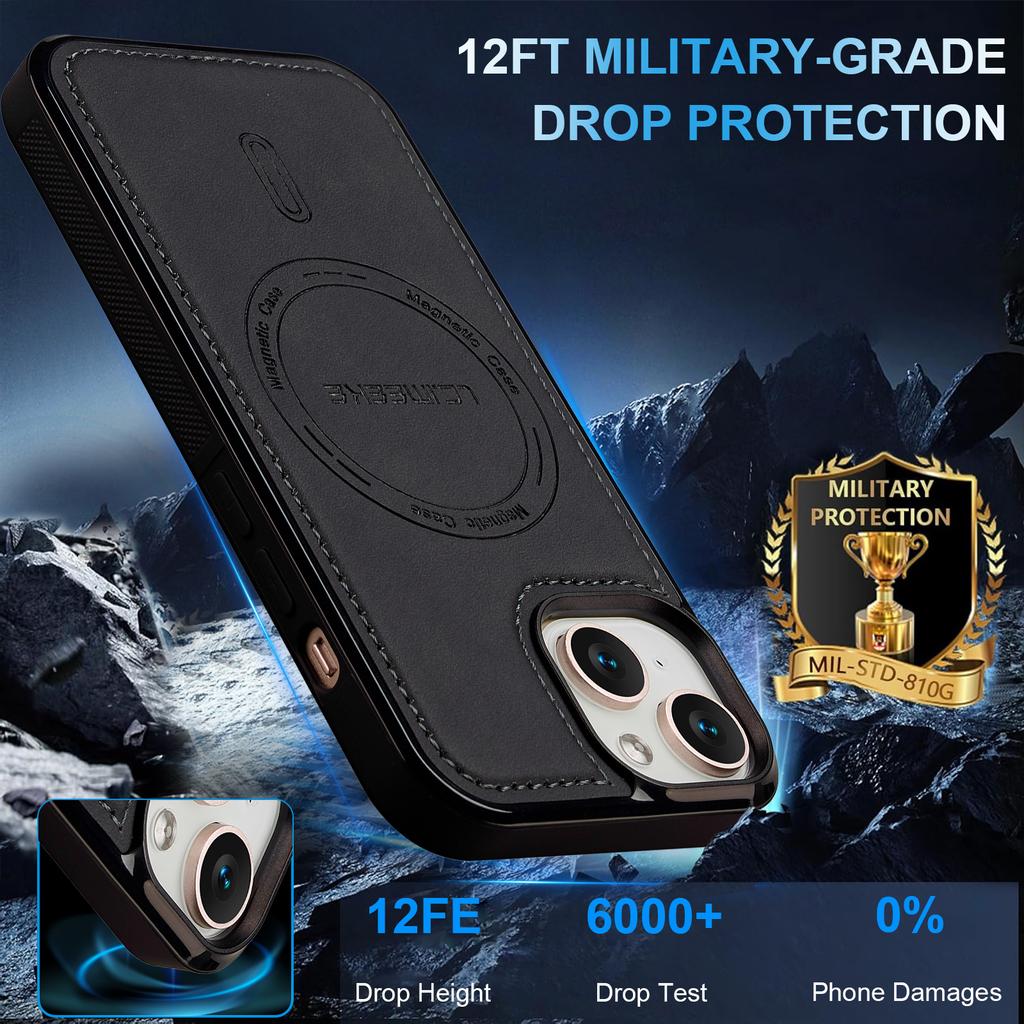 LC.IMEEKE L6 Do iPhone 13 mini/12 mini Etui Pokrowiec na Telefon z Powlekanej Skóry PU PC TPU Kompatybilny z MagSafe