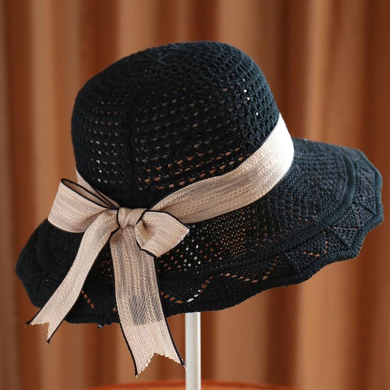 Korean Style Cotton Beach Hat For Women With Wide Brim And Adjustable Fit
