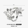 316L Stainless Steel Rotating Seaweed Rings for Women Men Punk Irregular Leaf Opening Rings Wedding Party Jewelry Accessories