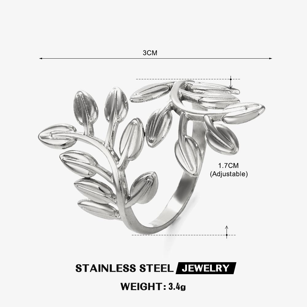 316L Stainless Steel Rotating Seaweed Rings for Women Men Punk Irregular Leaf Opening Rings Wedding Party Jewelry Accessories