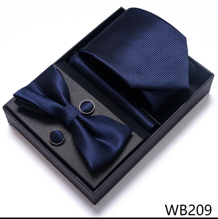 Men'S Business Dress Party Tie Gift Box Fashion Tie Square Scarf Combination Set Tie Bow Tie Set