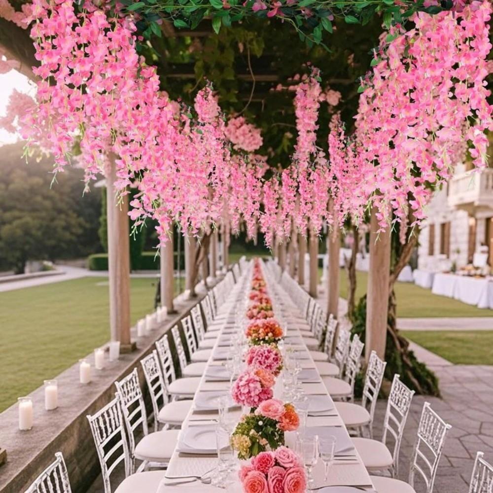 Single Branch Wisteria Wreath 1 Strip/15 Flowers Vine Plants Strips For Wedding Arches
