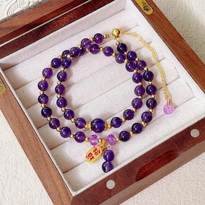 Leichter Luxus Natürliches Amethyst Doppelwickelarmband für Damen – Geschenk für die beste Freundin