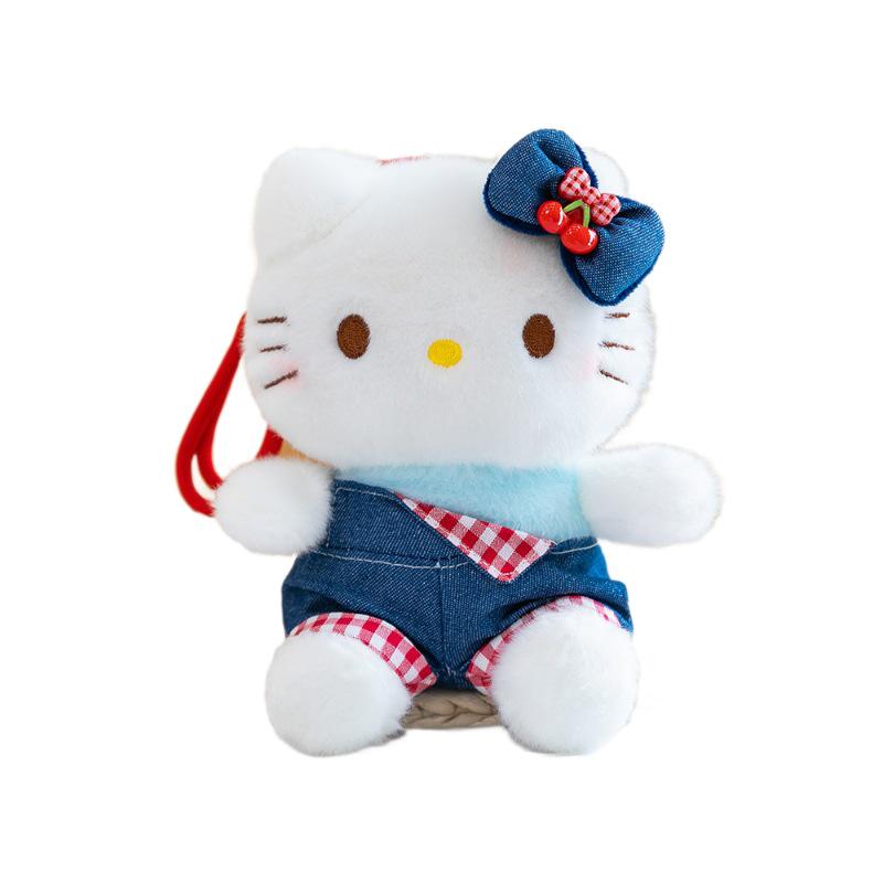 Hello Kitty 6" Pendant Plush Doll with Overalls Keychain