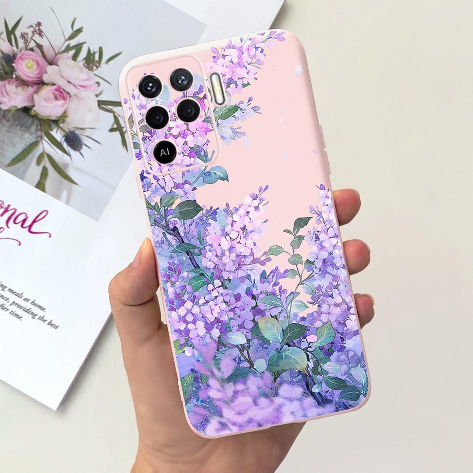 For OPPO Reno 5 Lite Case CPH2205 Popular Flower Soft Silicone Back Cover For OPPO A94 5G CPH2211 A 94 Reno 5Z Reno5 Lite Bumper