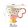 Hand-Painted Relief Goblet Household Ceramic Cup Drinking Cup Coffee Cup Cute Milk Oat Cup