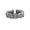 Adjustable Open Ring Men Women Sterling Vintage Geometric Band Retro Design