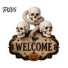 Haunted House Supplies Halloween Wooden Welcome Sign, Spooky Skull Frog Crow Witch Door Hanger, Hanging Plaque 2D Wall Sign for Home Party Decor