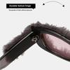 Rectangle Sunglasses Women Fashion New in Furry Frame Vintage Shades Eyewear Brand Design UV400 Winter Party Sun Glasses