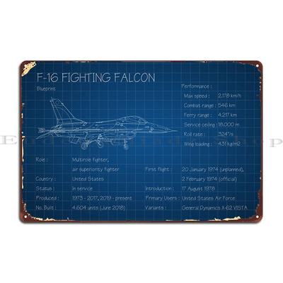 F16 Fighting Falcon Metallplakette Dekoration Dekoration Club Charakter Retro Blechschild Poster