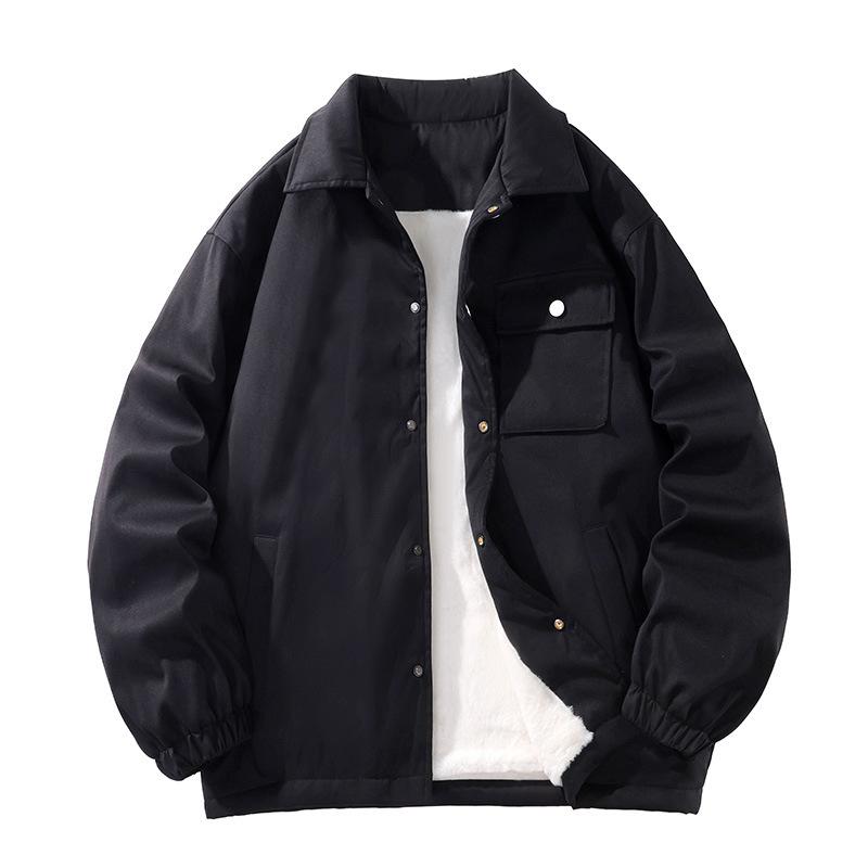 Velvet Long-sleeved Shirt Men Thickened and Warm American Workwear Couples National Jacket Men Casually