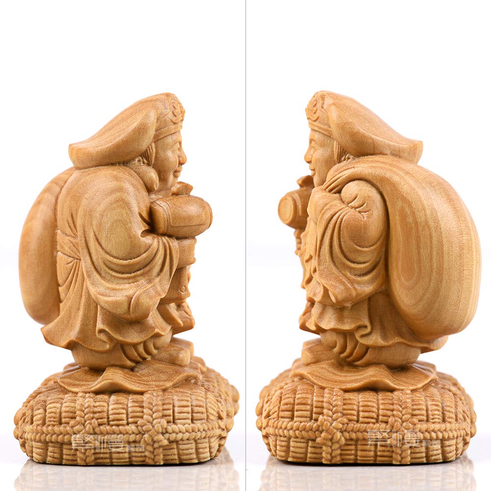 Hanro Art Carving Buddha One of the Seven Lucky Brings Good Fortune H x W x 3cm Promotes Business Illness and Good and Protection from Evil Statue,