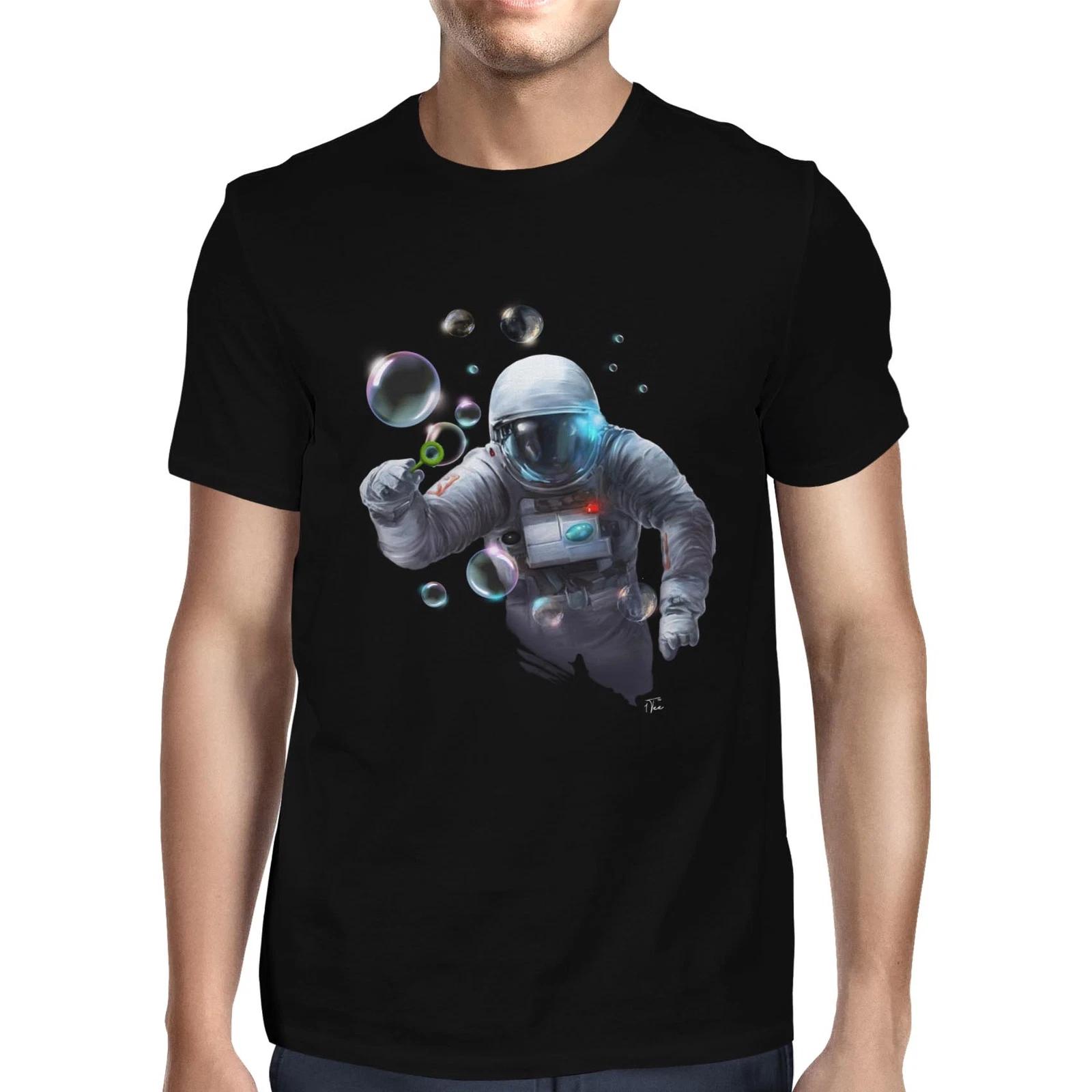1Tee Mens Astronaut Blowing Bubbles In Space T-Shirt XS