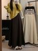 Korean Style High Waist Wool Midi Skirt - A-Line, Solid Color, Chic Slimming Skirt for Women, Autumn/Winter.
