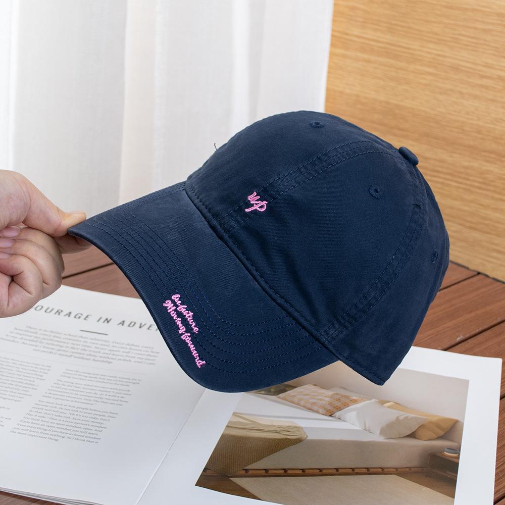 Casquette de baseball déchirée à broderie de petites lettres simple pour femmes, nouvelle, lavée, visière incurvée, protection du visage, petite casquette