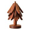 Compact Storage Trivet Set Collapsible Wooden Trivets for Hot Dishes, Christmas Tree Shaped Pot Mat Table, Wood Heat Natural Pine Pad Resistant Holder