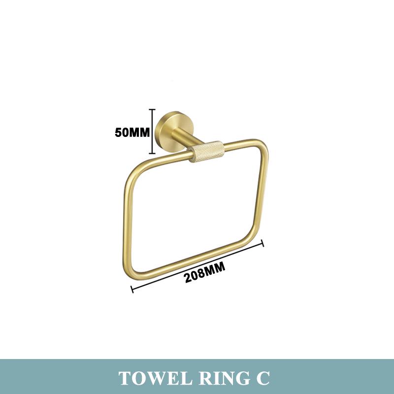 Brushed Gold 304 Stainless Steel Bathroom Set: Knurled Towel Rack, Towel Bar, Paper Holder, and Coat Hook