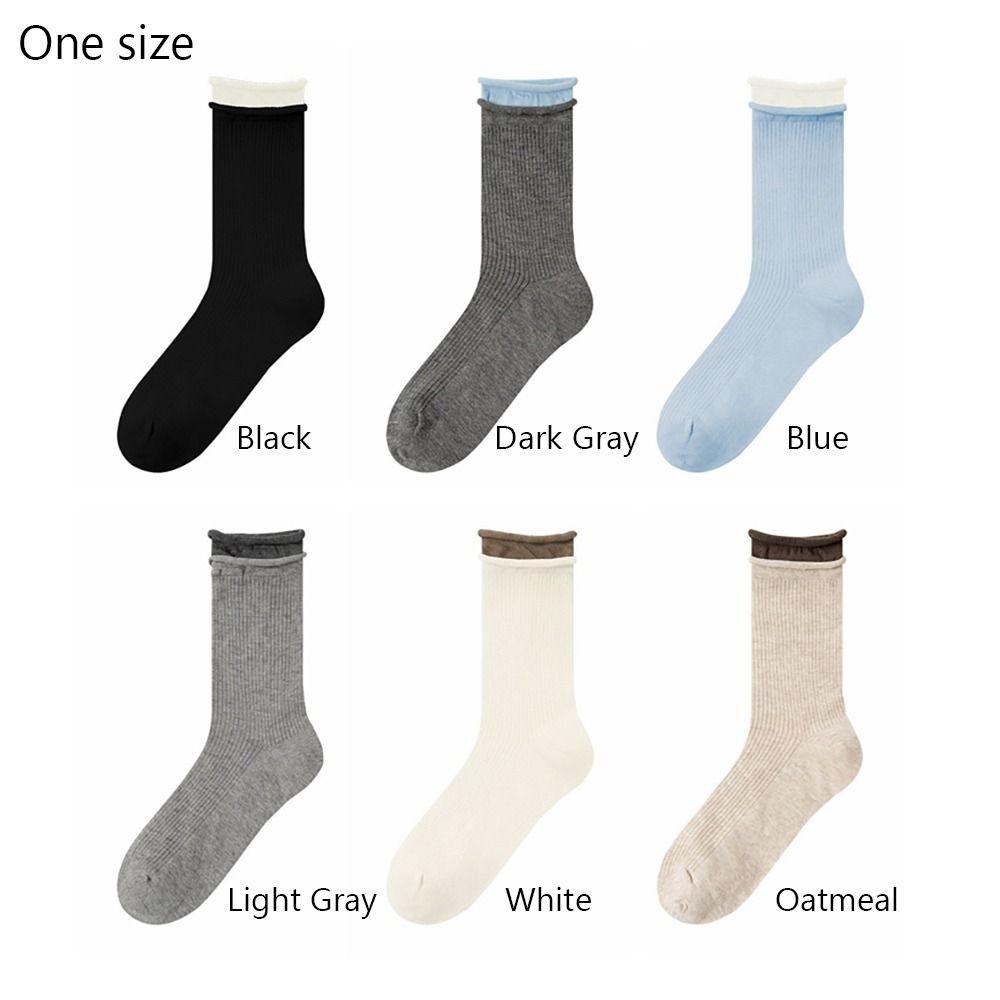 Breathable Long Pile Stocking Cotton Double Ribbed Socks Fashion Mid-tube Socks