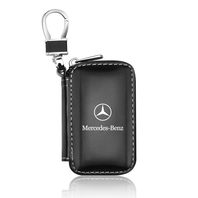 1ks Kožený Znak Pouzdro na Klíče od Auta Klíčenka Zipové Pouzdro Taška Pro Mercedes Benz AMG GLC GLA CLA GL A B C E S Třídy W176 W246 W205 X253 X156 C117
