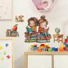 Cartoon Reading Girl Bedroom Living Room Study Home Beautification and Decoration Wall Stickers