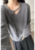 Korean V-Neck 3D Flower Long Sleeve Knit Sweater for Women - 2025 Autumn/Winter High-End Chic Style