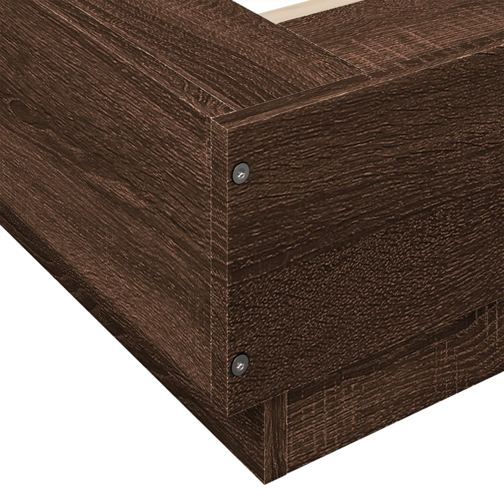 Brown Oak Effect Bed Frame 75 X 190 Cm Engineered Wood